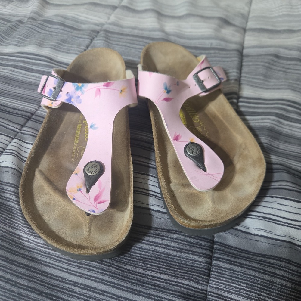 Birkenstock Papillio Gizeh Pink Floral "Sydney" pattern Womens Size 7 (38)